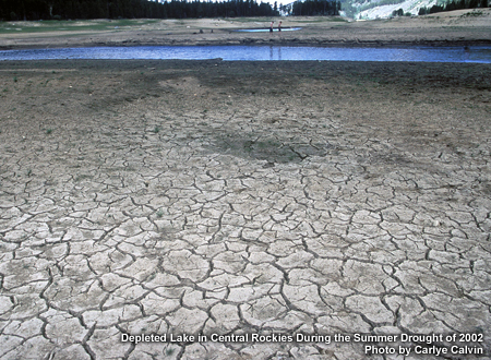 Depleted Lake in Central Rockies during the Summer Drought of 2002