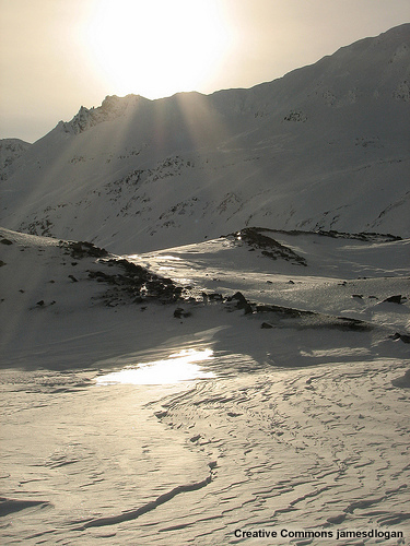 Snowpack on mountains of Kenai Peninsula, Alaska